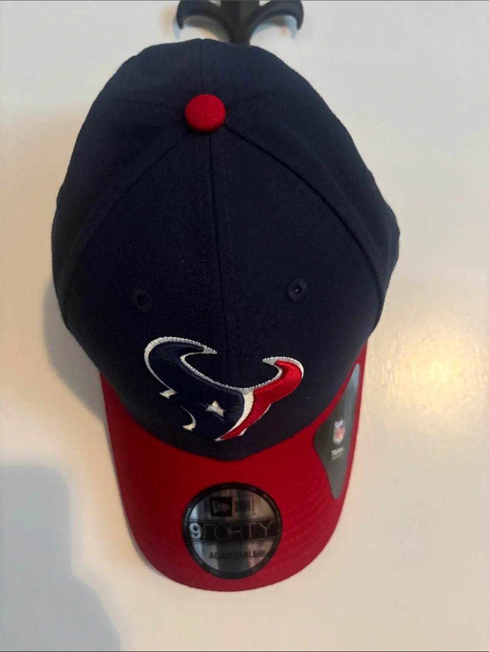 New Era Houston Texans Navy and Red 9FORTY Adjustable Hat - Picture 1 of 2